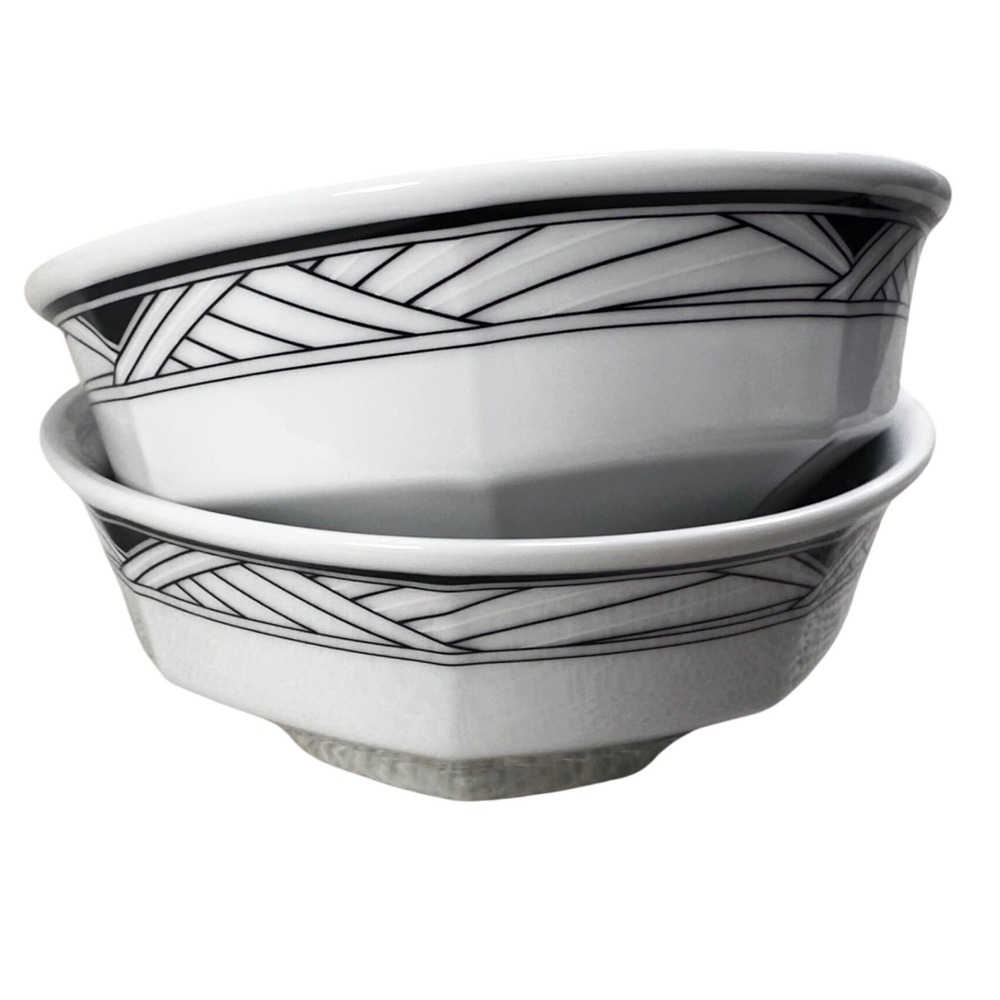 Studio Nova Synthesis Y0031 Black‎ White Geometric Fruit Bowls Set of 2 Thailand